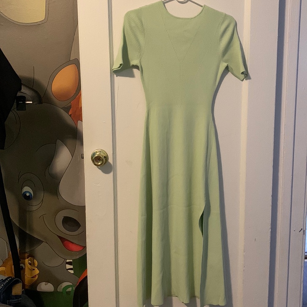 NWT! Maje Rib- knitted Scoopback midi Dress. - Picture 3 of 6